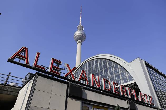 Germany Berlin Alexanderplatz Train Station and Television Tower