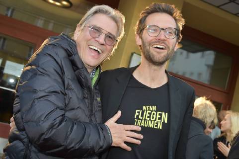 Film Premiere when Flying Traeumen Michael Child Jonas Grosch at the premiere when Flying Traeumen Directors booth of Katharina Nagel in Achtung Berlin in Berlin on 16 04 2019 APP