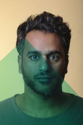 Portrait of an Indian man behind green glass layers model released Symbolfoto  ALBF00795