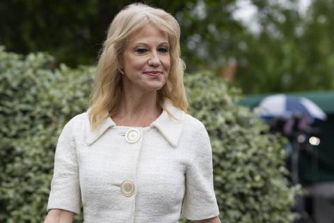 May 1, 2019 - Washington, District of Columbia, U.S. - Kellyanne Conway, counselor to United States President Donald Trump, speaks with members of the media on the West Wing driveway at the White House in Washington, D.C. on May 1, 2019. Credit: CNP Washington U.S. - ZUMAs152 20190501_zaa_s152_025 Copyright: xAlexxEdelmanx