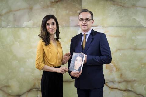Federal Foreign Minister Heiko Maas R , SPD, meets Nadia Murad L , Nobel Peace Prize Laureate, for joint talks in Berlin, 23 05 2019 Berlin Germany Copyright: xFlorianxGaertner photothek.netx