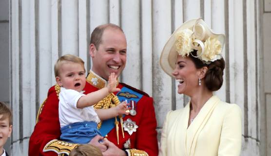 Prince William (Duke of Cambridge), Kate Middleton (Duchess of Cambridge) holding Prince Louis, Prince George, Princess Charlotte, alongside Camilla (Duchess of Cornwall) Prince Charles (Prince of Wales), Queen Elizabeth II, pictured at the Trooping of the Colour 2019. Trooping the Colour marks the Queens official birthday and 1,400 soldiers, 200 horse and 400 musicians parade for Queen Elizabeth II, and the event finishes with an RAF flypast as the Royal Family watch from the balcony at Buckingham Palace. This year the colour will be trooped by 1st Battalion Grenadier Guards Trooping the Colour, London, June 8, 2019 