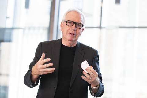 Architect David Chipperfield at James Simon Galerie during a press preview on 1 July 2019 Press preview James Simon Galerie in Berlin