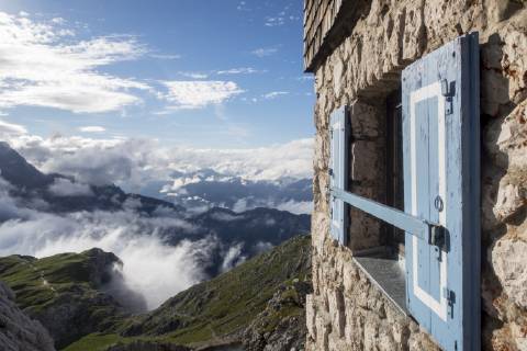 Windows of the Meiler hut in the Alps meiler hut Windows of the Meiler hut in the Alps meiler hut  1035305369