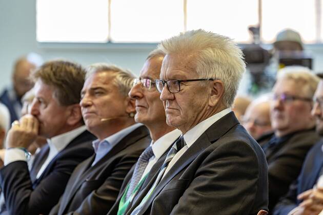 DEU, Germany, Baden Württemberg, Tuttlingen, 19 07 2019 From right Prime Minister Winfried Kretschmann, Joachim Schulz Chief Executive Officer