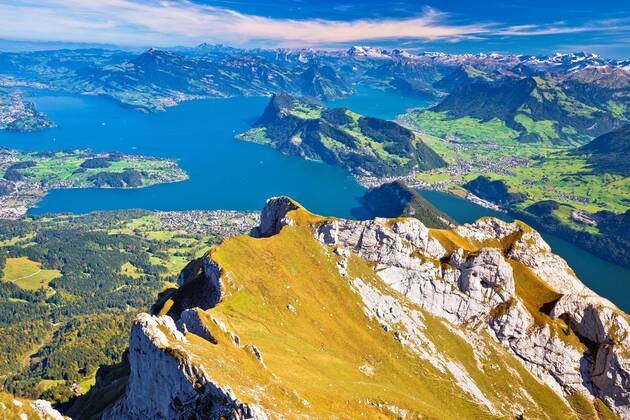  Lake Luzern and Alps mountain peaks aerial view from Mount Pilatus  Copyright: xxbrchxx Panthermedia26187107