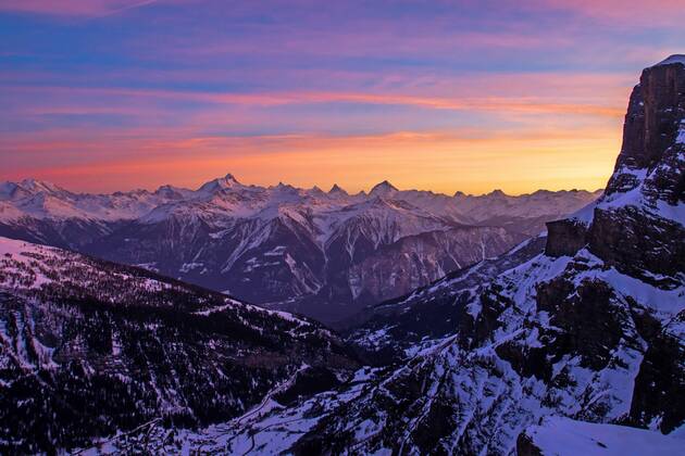 Abendstimmung, Leukerbad, Walliser Alpen, Schweiz, Wallis evening mood, Leukerbad, Valais Alps, Switzerland, Valais BLWS540584 Copyright: xblickwinkel McPHOTO R.xMuellerx