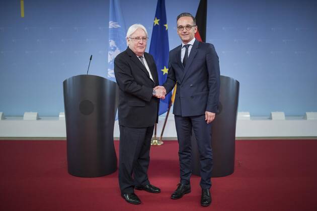 Federal Foreign Minister Heiko Maas R , SPD, taken at the meeting with Martin Griffiths L , UN Special Representative for Yemen, in Berlin, 13 09 2019 Berlin Germany Copyright: xFlorianxGaertner photothek.netx