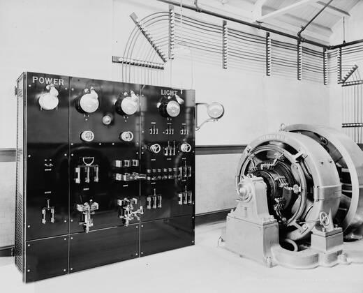Detail of Switchboard in Dynamo Room, USA, Detroit Publishing Company, 1900  Copyright: CircaxImages ghi-circa00846