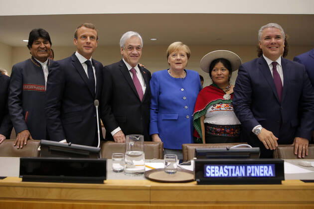 New York September 23, 2019 S E the President of the Republic, Sebastián Pinera, participates in the official photo during the Rainforest Summit, organized by Chile, France and Colombia Javier Torres Aton Chile, New York United States Aton 350605 Copyright: JAVIERxTORRES ATONxCHILE