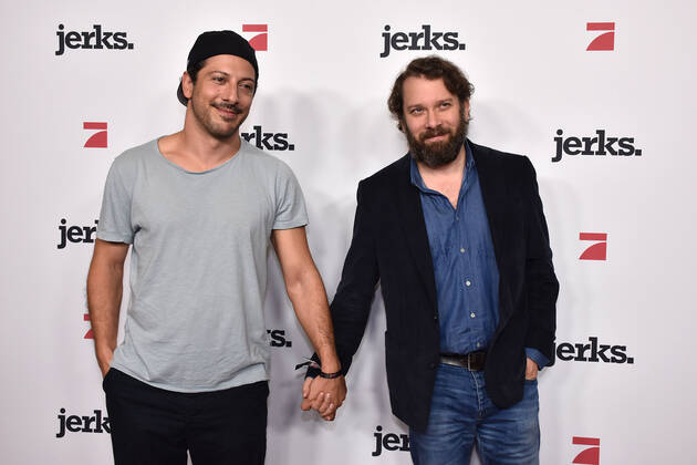 Fahri Yardim and Christian Ulmen at the premiere of the 3-Series of Jerks Maxdome ProSieben on 24 09 2019 in Berlin Jerks Series Premiere of the 3-Series in Berlin