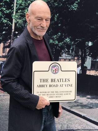 September 29, 2019, Hollywood, California, USA: I16070CHW.50th Anniversary Celebration Of The Beatles Abbey Road in Hollywood .1700 Block of North Vine Street, Hollywood, California, USA .09 26 2019 .SIR PATRICK STEWART CELEBRATES THE 50TH ANNIVERSARY OF THE BEATLES STUDIO ALBUM ABBEY ROAD .Â©Clinton H.Wallace Photomundo International Photos Inc Hollywood USA - ZUMAw87_ 20190929_zaf_w87_020 Copyright: xClintonxWallacex