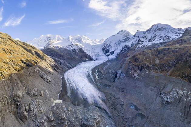 Morteratsch Glacier, Bernina Group with Piz Bernina, Bernina, Engadin, Canton Graubünden, Switzerland, Europe Copyright: imageBROKER/RobertxHaasmann ibxroh05067548.jpg