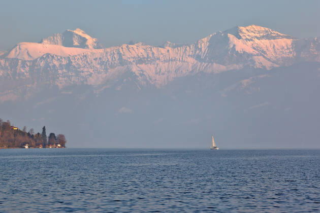 sailing boat on the lake Thun, Bernese Oberland, Switzerland  Copyright: xzhu_zhux 13113098
