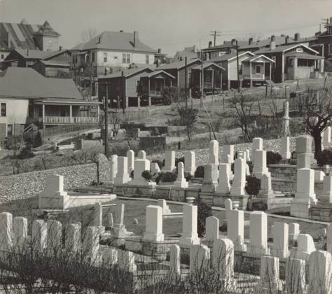Houses and Cemetery, Birmingham, Alabama, Walker Evans (American, 1903 - 1975), 1936, Gelatin silver print, 16 x 18.1 cm (6 1 4 x 7 1 8 in.)  Copyright Artokoloro LCD3_191706_06493