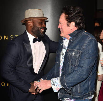 BEVERLY HILLS, CALIFORNIA - JANUARY 05: Jimmy Jean-Louis and Michael Madsen attend the Amazon Studios Golden Globes After Party at The Beverly Hilton Hotel on January 05, 2020 in Beverly Hills, California. Photo: imageSPACE MediaPunch Copyright: ximageSPACEx