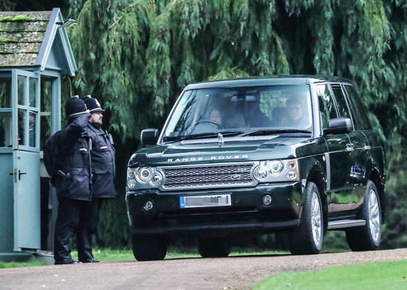 A police officer salutes as Queen Elizabeth II is seen out in public driving around the Sandringham Estate, and hopefully on the road to recovering from a slight cold . Two days ago Her Majesty was unable to attend her annual visit to the Women s Institute meeting at West Newton due to feeling under the weather. Queen Elizabeth II, Sandringham, Norfolk, on January 25, 2020. 