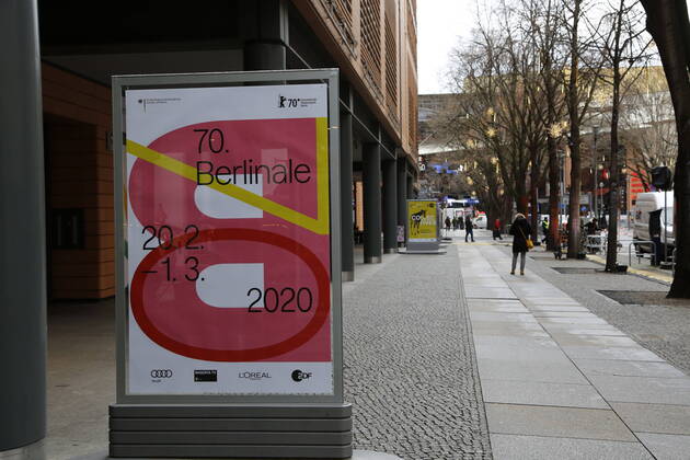 Outdoor advertising of the 70 Berlinale at Potsdamer Platz 2020