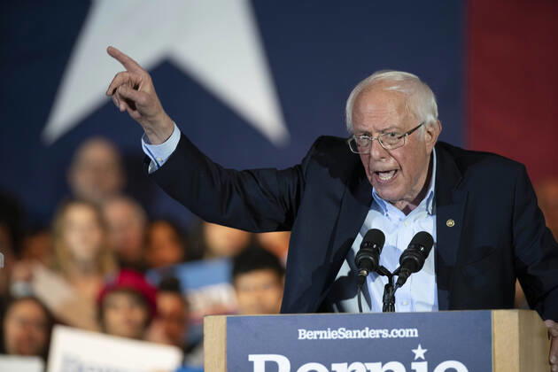 February 22, 2020, Sam Antonio, Texas, Texas, USA: Presidential candidate BERNIE SANDERS makes the second of four weekend Texas stops with a late night rally with wife Jane at Cowboys Dance Hall in north San Antonio. Sen. Sanders (D-VT) comes off a successful string of caucus vistories in Iowa and Nevada to lead Democratic challengers to President Donald Trump. Sam Antonio, Texas USA - ZUMAd150 20200222_znp_d150_047 Copyright: xBobxDaemmrichx