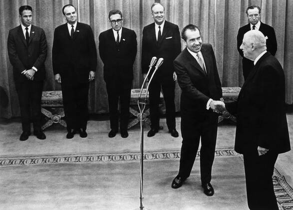 Nixon Presidency. From left: White House Chief of Staff Harry Robbins Haldeman, Assistant to the President for Domestic Affairs John Ehrlichman, National Security Advisor (and future Secretary of State) Henry Kissinger, Secretary of State William P. Roger Courtesy Everett Collection PUBLICATIONXNOTxINxCANxCHNxFRAxITAxJPNxNORxPOLxRUSxESPxUKxUSA Copyright: xCourtesyxEverettxCollectionx PBDRINI EC138