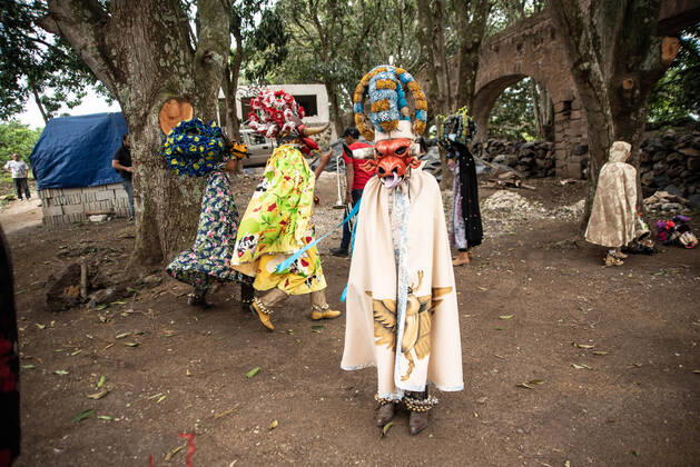 February 29, 2020, Almolonga, Veracruz, Mexico: People from Almolonga Veracruz, celebrate their carnival dressed in their traditional bull masks. This carnival is one of the oldest in the region and dates back to the time when African slaves revealed themselves against Europeans in these lands. Almolonga Mexico - ZUMAqp1_ 20200229_zip_qp1_015 Copyright: xHectorxAdolfoxQuintanarxPerezx