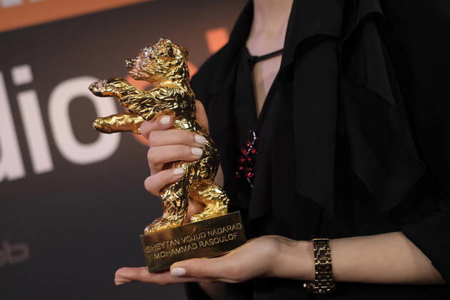 Baran Rasoulof with the Golden Bear for Best Film in place of director Mohamad Rasoulof at the RadioEins Berlinale Nighttalk with the Berlinale award winners from the XXLounge in the Cinemaxx on the occasion of the 70 Berlin International Film Festival 70 Berlin International Film Festival
