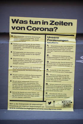 Health Corona Virus Impact Effects of the Corona Crisis In the picture Poster in Berlin Kreuzberg about solidarity 2 4 2020, Berlin