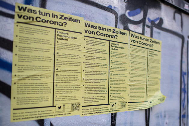 Health Corona Virus Impact Effects of the Corona Crisis In the picture Posters in Berlin Kreuzberg about solidarity 2 4 2020, Berlin