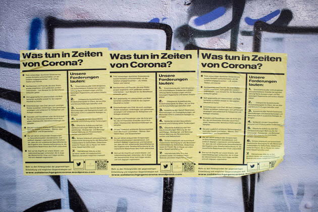 Health Corona Virus Impact Effects of the Corona Crisis In the picture Posters in Berlin Kreuzberg about solidarity 2 4 2020, Berlin