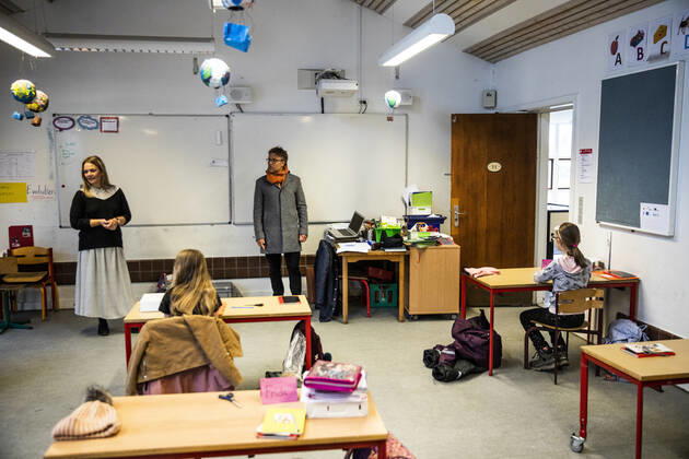 Stengaard School in Gladsaxe Municipality receives first pupils after reopening, Wednesday, April 15, 2020, Denmark, Copyright: ÓlafurxSteinarxRyexGestsson ÓlafurxSteinarxGestssonx COP103 spdk20200415-084410-L