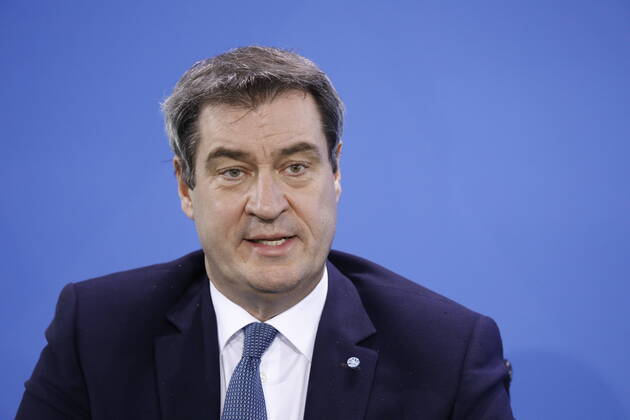 Markus Söder, Bavarian Prime Minister, Germany, Berlin, Federal Chancellery, press conference by Chancellor Merkel following the discussion with the heads of government of the Länder in connection with the corona virus , 15 04 2020