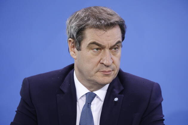 Markus Söder, Bavarian Prime Minister, Germany, Berlin, Federal Chancellery, press conference by Chancellor Merkel following the discussion with the heads of government of the Länder in connection with the corona virus , 15 04 2020