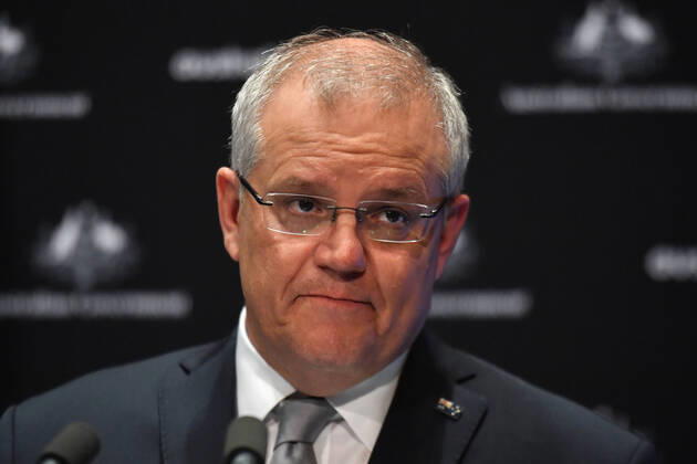 SCOTT MORRISON CORONAVIRUS UPDATE, Prime Minister Scott Morrison gives a coronavirus update at a press conference at Parliament House in Canberra, Thursday, April 16, 2020. ( NO ARCHIVING, EDITORIAL USE ONLY, NO USE IN BOOKS WITHOUT CONSENT Canberra ACT AUSTRALIA  Copyright: xMICKxTSIKASx 20200416001463732298