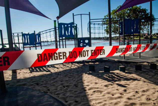 April 16, 2020, Queensland, Australia: A playground closed with tape saying Danger Do Not Enter during Coronavirus crisis..Australian states including Queensland take strict new lockdown rules to stop the spread of Covid-19. Queensland Australia - ZUMAs197 20200416_zaa_s197_006 Copyright: xFlorentxRolsx