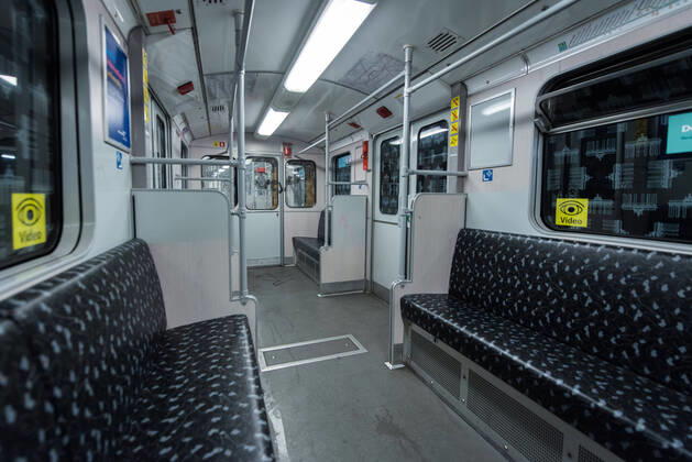 Coronavirus, Empty subways in Berlin Germany, Berlin 16 04 2020 The picture shows an empty subway car at 4 pm Berlin Berlin Germany