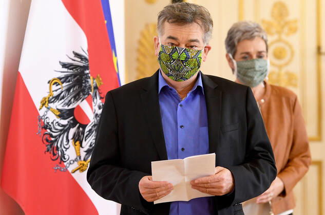 Vienna AUT, Acute Developments on Corona Disease in Austria 17 04 2020, Federal Chancellery, Vienna, AUT, Acute Developments on Corona Disease in Austria, press conference on current events in the field of Copyright: xPool Eibner-Pressefotox EP_str