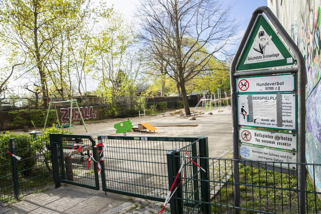 Closed playground in Berlin on 17 April 2020 Coronavirus in Berlin