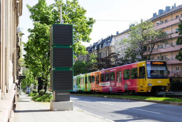 DEU Germany, Baden Württemberg, Stuttgart, 20 04 2020 Hohenheimer Straße Stuttgart To improve air quality, air filters have been installed, so-called fine dust eaters from the manufacturer Mann und Hummel
