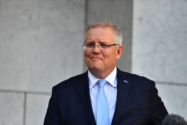 SCOTT MORRISON CORONAVIRUS UPDATE, Prime Minister Scott Morrison speaks to the media at a press conference in Canberra, Tuesday, April 21, 2020. ( NO ARCHIVING, EDITORIAL USE ONLY, NO USE IN BOOKS WITHOUT CONSENT Canberra ACT AUSTRALIA  Copyright: xMICKxTSIKASx 20200421001464521435