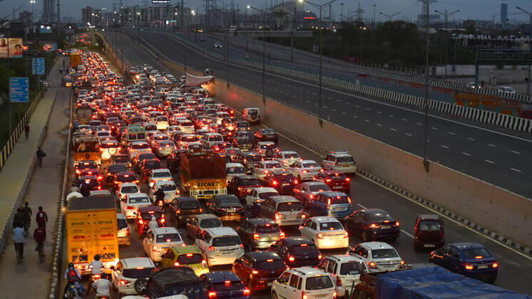 NEW DELHI, INDIA - APRIL 20: Traffic seen at NH24 during the nationwide lockdown in the wake of coronavirus pandemic, on April 20, 2020 in New Delhi, India. (Photo by Raj K Raj Hindustan Times) India Extends Nationwide Coronavirus Lockdown Until May 3