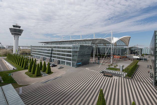 Effects Corona Munich Airport In the picture Tower MAC Munich Airport Center Forecourt Terminal 2 Munich Airport Munich Bavaria Germany Copyright: Passion2Press MarkusxFischerx