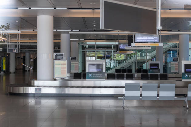Effects Corona Munich Airport In the picture View into the arrivals hall Terminal 2 Baggage carousels left empty no one refers Munich Munich Airport Munich Bavaria Germany Copyright: Passion2Press MarkusxFischerx