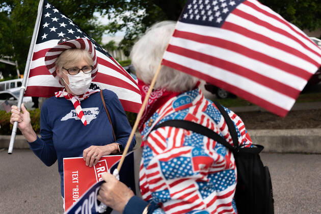 April 21, 2020, Raleigh, NC, USA: ReOpenNC protesters calling for ending or relaxing coronavirus executive orders in Raleigh, NC Tuesday, April 21, 2020. Raleigh USA - ZUMAd43_ 20200421_znp_d43_011 Copyright: xMehmetxDemircix