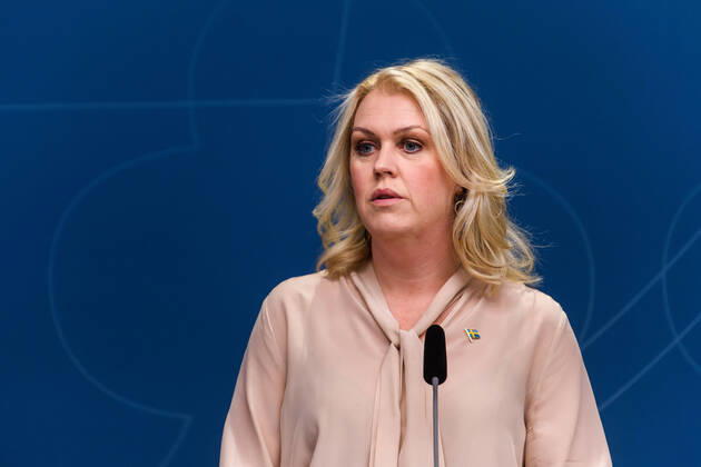 200422 Lena Hallengren, Minister for Health and Social Affairs, during a press conference with the government of Sweden regarding the coronavirus, Covid 19, on April 22, 2020 in Stockholm Photo Maxim ThorÃ BILDBYRAN kod MT bbeng presskonferens regeringen politik corona virus coronaviruset covid 19 press conference public events coronavirus,  Copyright: MAXIMxTHORE 0047207680st
