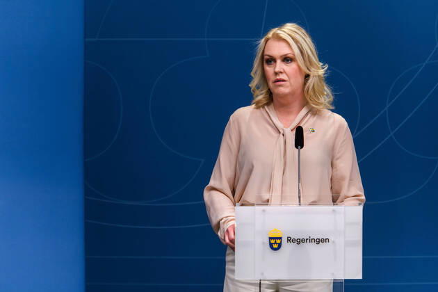 200422 Lena Hallengren, Minister for Health and Social Affairs, during a press conference with the government of Sweden regarding the coronavirus, Covid 19, on April 22, 2020 in Stockholm Photo Maxim ThorÃ BILDBYRAN kod MT bbeng presskonferens regeringen politik corona virus coronaviruset covid 19 press conference public events coronavirus,  Copyright: MAXIMxTHORE 0047207681st