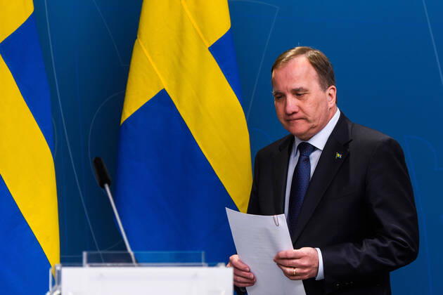 200422 Stefan Löfven, Prime Minister of Sweden, arrives at a press conference with the government of Sweden regarding the coronavirus, Covid 19, on April 22, 2020 in Stockholm Photo Maxim ThorÃ BILDBYRAN kod MT bbeng presskonferens regeringen politik corona virus coronaviruset covid 19 press conference public events coronavirus,  Copyright: MAXIMxTHORE 0047207697st