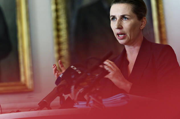 Prime Minister Mette Frederiksen S speaks to the press following a party leadership meeting on reopening in Christiansborg, Thursday, April 23, 2020 Party leaders meet on test strategy and further process ahead of phase two of reopening Denmark after covid 19 shutdowns, Copenhagen Denmark,  Copyright: PhilipxDavali PhilipxDavalix cop105 spdk20200423-152832-L