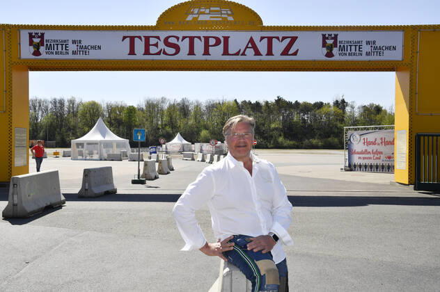 Michael Roden, 1 Chairman of the Showmens Association Berlin The central fairground at Kurt Schumacher Damm 207 becomes the first corona test station in Berlin Berlin, 23 04 2020 Foto:xF.xKernx xFuturexImage