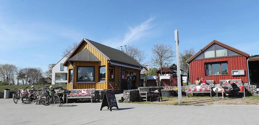 Coffee sale outside the house in the port of Niendorf Niendorf