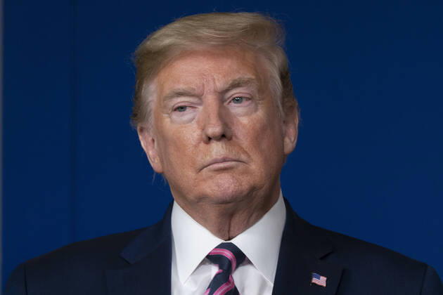 April 24, 2020, Washington, District of Columbia, USA: United States President Donald Trump participates in a news briefing with members of the Coronavirus Task Force at the White House in Washington, DC on April 24, 2020. .Credit: Pool via CNP Washington USA - ZUMAs152 20200424_zaa_s152_084 Copyright: xChrisxKleponisx